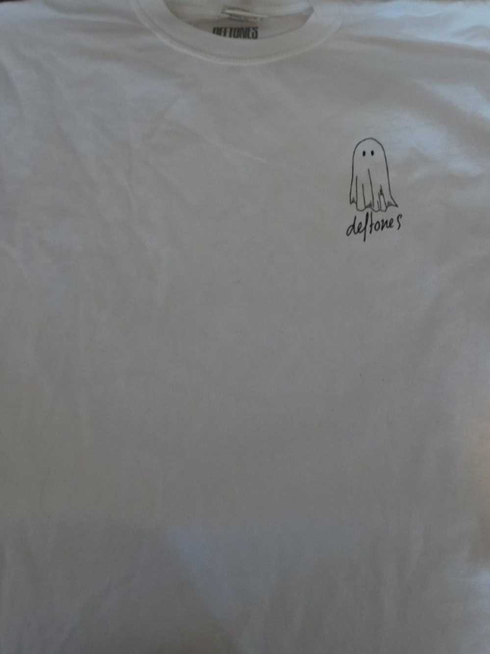 Comfort Colors Deftones White Short Sleeve T-Shirt with Small Black Ghost Logo